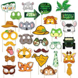 CHECARZHN--NO1-Jungle Safari Photo Booth Props Wild Animals Forest Themed Party, Accessoires De Stand Photo Drôle, Marant For Animal Accessoires Photo À Thème Pour Anniversaire - Neuf