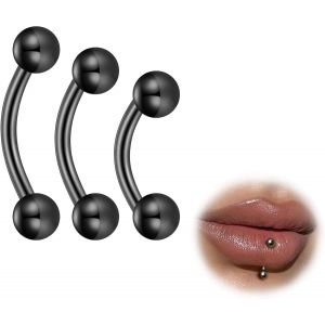 Nbgcm-G23 Titane Piercing Arcade Piercing Langue Nombril Piercing Labret Vertical Levre Lip Bar Labret Daith Bananes Homme Femme Hypoallergénique Argent Or 6mm 8mm 10mm 16g 3pcs - Neuf