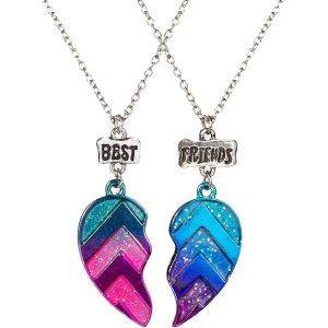 Kales-2 Pièces Amitié Pendentif Collier,Meilleur Ami Coeur Collier,Coeur Separable Pendentif,Pour 2 Filles,Bijoux D'amitié,Amitié Pour Soeur Friend Cadeau Anniversaire - Neuf