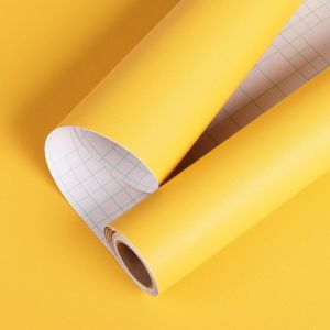 Teppd-Papier Adhesif Pour Meuble Jaune Mat 40cmx5m Imperméable Rouleau Adhesif Pour Meuble Enfant Placards Bureau Table Papier Peint Adhesif Mural Chambre Enfant Fille Film Adhesif Pour Meuble - Neuf