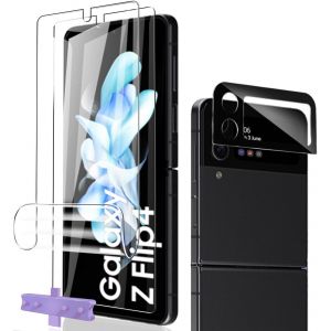 CAUC-Protection D&eacute;cran Pour Samsung Galaxy Z Flip 4 Film Flexible TPU 2 Pcs + Cam&eacute;ra Arri&egrave;re Protecteur 1 Pcs,sans Bulles,Anti-Rayures,Facile &agrave; Installer Pour Galaxy Z Flip 4 Verre Tremp&eacute; - Neuf