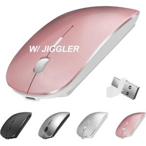 Souris sans fil pour MacBook Air Pro iMac, ordinateur de bureau, ordinateur portable avec jiggler, souris sans fil Bluetooth rechargeable USB C, souris silencieuse ind&iquest;&iquest;tectable compatible avec Surface - Neuf