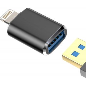MEVRONISSHOP-Adaptateur USB iPhone Certifi&eacute; Apple MFI Lightning vers Jack Cable USB A 3.0 Prise OTG Camer pour14 13 12 11 Pro Max 7 8 Plus X Se XS XR Ipad Air Flash Disque Stick Cl&eacute; Adapteur Cle Conv - Neuf