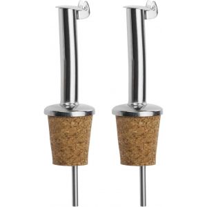 Checarzhn--No1-2 Becs Verseurs Pour Spiritueux/Huile/Vinaigre Pour Bouteilles, Avec Clapet, Avec Tube D'air, Métal/Inox, Bouchon En Liège, Inox Standard, Argenté, 45502280 - Neuf