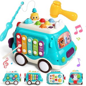 TDRFL-Jouet Bebe 1 An Garcon Fille Bus Jouet Enfant 1 An Avec Xylophone Bébé,Musique Et Lumière Cadeau Enfant Bebe 1 2 An Jeux Bébé Jouet Educatif Bebe 6 9 12 18 Mois - Neuf