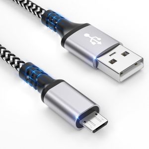 JGD-C&acirc;ble micro USB,c&acirc;ble de charge en nylon micro USB de 2m,c&acirc;ble de charge rapide pour t&eacute;l&eacute;phones Android,c&acirc;ble USB compatible avec Samsung Galaxy S7/S6/S4/J7/J5/Note 5,Nokia,Kindle,tablettes,casqu - Neuf
