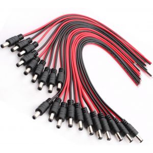 20PCS 5.5 X 2.5mm DC Alimentation Pigtail Cables,18AWG 12V 5A DC d'alimentation Connecteur pour Vidéo Surveiller CCTV Caméra Câble LED Strip Connecteur DC - Neuf