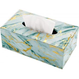 Boîte Porte-Papier De Soie Rectangulaire En Cuir, Marbre Vert - Neuf