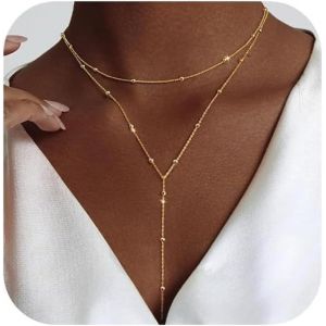 Kal-Longue En Y Collier Personnalisé, Or Bijoux Femme, Bohème Collier Long Femme, Avec Boîte À Bijoux, Chaîne Longue Élégante, Pour Femmes,Ensemble De Chaînes - Neuf