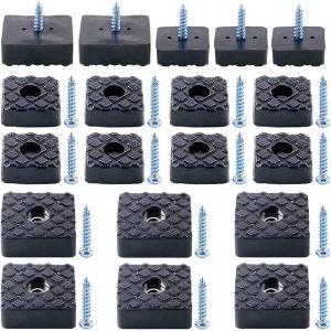 Lot De 80 Patins De Meubles Carrés Noirs De 22 Mm Et 30 Mm Avec Vis,Pieds De Meubles Antidérapants En Caoutchouc Robuste Pour Table,Bureau,Chaise Et Canapé - Neuf