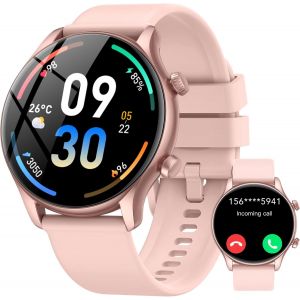 2025 Montre Connectée Homme Femme, 1.39"" Smartwatch Avec Appel Bluetooth, Ip68 Étanche Montre Connectee Avec 100+ Sportifs, Montre Podomètre, Moniteur De Fréquence Cardiaque/Spo2/Sommeil,Rose Pâle - Neuf