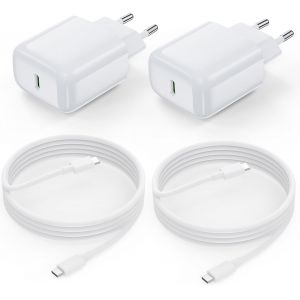 JGD-25W Chargeur USB C, Chargeur Rapide iPhone et 2M Cable Charge Prise Secteur Mural Adaptateur Alimentation Compatible avec iPhone 17/17 Pro Max/Air/16/15 Pro/Max/Plus, iPad, Samsung Galaxy S25 - Neuf