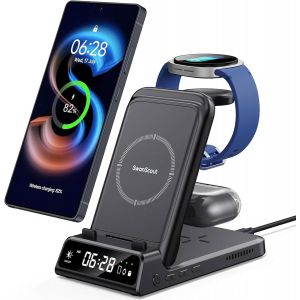 Chargeur Induction Pour Samsung S25/Watch 8/8 Classic, Station De Charge Pour Samsung S24/S23/Fold 6, 3 En 1 Chargeur Sans Fil Pour Galaxy Watch Ultra/7/6/5, Galaxy Buds, 703s (No Adapter) - Neuf