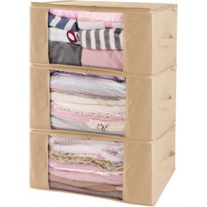 ERSHI-Sac de Rangement Lot de 3 Pliable Voyage 41L Boite de Rangement de Stockage Vêtements Fenêtre Transparent Respirant Sacs Bei[4727] - Neuf