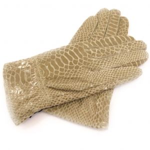 Promotion ! Gants Femme Cuir 'scarlett' Beige Python - Taille Unique - Neuf