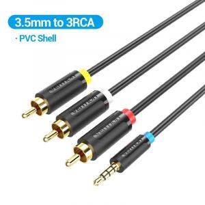 Vention Jack 3.5mm à 3RCA câble 3.5mm Jack mâle à 3 RCA mâle AUX séparateur Audio pour haut-parleur TV Box câble Aux stéréo 2.5 vers RCA-1,5m-3.5 to 3RCA PVC - Neuf