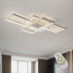 Plafonnier Led, Luminaire Plafonnier 3000K-6000K, Lampe De Plafond Led Moderne Dimmable Avec La Télécommande, Applicable À Salon, Cuisine, Chambre, Balcon, Couloir (Blanc, 80Cm) - Neuf