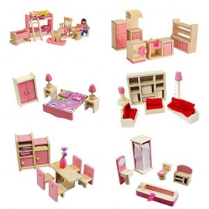 1 Set 1 :12 Miniature Pour Maison De Poup&eacute;e Meubles En Bois Enfant Pour Jouets De Jeu Cadeau Fo - Neuf