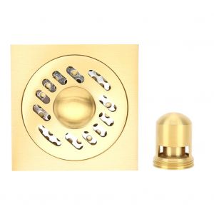 HJLIAN Drain de sol de douche carre en laiton, accessoire de quincaillerie anti-odeur pour salle de bain et toilettes - Neuf