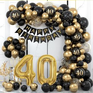 AYUHR-Decoration Anniversaire 60 ans, 60 Ans Décorations Anniversaire de Fête en Noir Or, Arche Ballon Anniversaire Kit Ballon Noir Or, Decoration Anniversaire pour 60 ans Anniversaire Femme Homme - Neuf