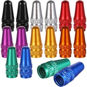 Lot De 16 Bouchons De Valve Presta,8 Couleurs De Bouchons De Valve De Vélo En Aluminium Utilisés Sur Les Valves Presta/Françaises En Alliage Pour Vtt,Vélo De Course,Style Fusée - Neuf