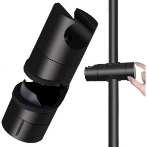 Pomme de douche noire pour barre de douche 18-25mm ABS solide épaissir et version améliorée support de pomme de douche - Neuf