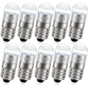 Kal-Ampoule Led De Mise &Agrave; Niveau E10 Pour Randonn&eacute;e Et Camping, Super Lumineuse 0.6w 6-30v, Ampoule De Remplacement Led Pour Lampe, Lampes De Travail D`Urgence Blanc, Non-Polaris&eacute;e 2pcs - Neuf