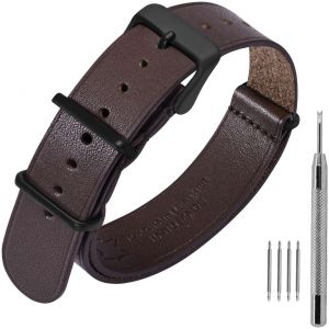 Kal-Bracelets De Montre En Cuir 18mm 20mm 22mm, Cuir De Veau Véritable, Bracelet De Montre Militaire En Une Pièce Pour Homme Et Femme - Neuf