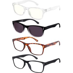 Pack De 4 Lunettes De Lecture Hommes Femmes À Lire Lunette De Vue Loupe De Lecture Avec Charnière À Ressort Style Rectangle Léger Confortable - Neuf