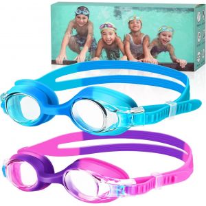 Letnerny-Lunette Piscine Enfant(Lot De 2), Lunettes Piscine Enfants Avec Lentille Anti-Bu&eacute;e, Lunettes De Natation Sans Fuite, Lunette De Piscine Enfant En Silicone Souple Pour 3 &Agrave; 14 Ans Gar&ccedil;ons Fill - Neuf