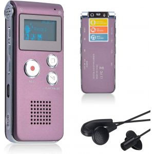 Dictaphone Enregistreur Vocal Numérique 8Go Portable, Lecteur Mp3 Audio À Double Microphone Pour Conférences/Réunions/Entretiens/Et Cours (Rouge) - Neuf