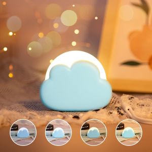 Veilleuse Enfant Nuage, Veilleuse B&eacute;b&eacute; Nomade, Avec 4 Intensit&eacute; Et Lani&egrave;re En Silicone, Veilleuse Led Rechargeable, Lampe De Chevet Pour Chambre D'enfant, Id&eacute;al Pour B&eacute;b&eacute; Et Maman(Bleu) - Neuf