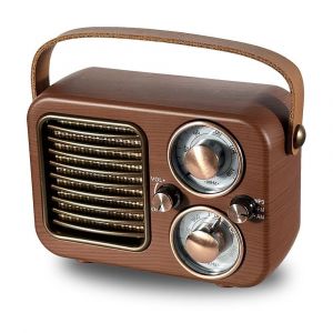 Enceinte Bluetooth Rétro Multifonctionnelle Design Bois Signal Stable 1200mAh YONIS - Neuf