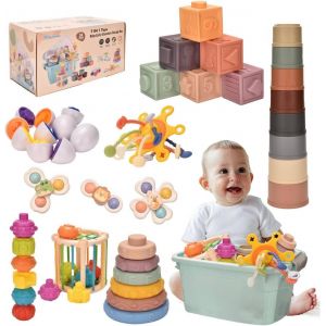 ChenQuanSarl-Jouets Bébés Pour 6 À 12 Mois, Jeux Montessoriii 1 An,Montessoriii Bebe Eveil 9-18 Mois,Jouet Sensoriel Bebe,Avec Bebe Cube D'Activité, ?ufs À Associer, Jouet À Ventouse À Rotation,Nouve - Neuf