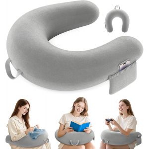 Coussin De Jeu Et De Lecture, Coussin De Bureau Pour S'asseoir, Oreiller D'alimentation Avec Support De Genoux D'accoudoir Grand Et Ergonomique, Support D'oreiller De Bureau-Gris - Neuf