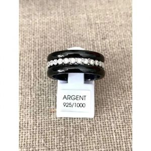 Bague - Bijouxia - C&eacute;ramique Noire - Argent&eacute; - Oxyde De Zirconium - 3 Anneaux Interchangeables - Neuf