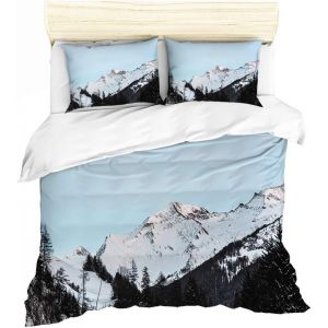 Housse De Couette Montagne Parures De Lit Personne Montagne Peak Naturel Paysages Montagne De Neige Prendre Une Photo Num&iquest;&iquest;Rique Imprimer Literie Et Taie D'oreiller (Style , X Cm - Neuf