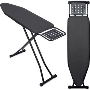 MEVRONISSHOP-Planche &agrave; repasser &agrave; vapeur avec repose-fer - Table &agrave; repasser en maille m&eacute;tallique avec pieds antid&eacute;rapants pour hauteur r&eacute;glable - Planche &agrave; repasser pliable - Dimensions : 133 x 34 cm - Neuf