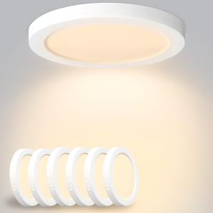 KAL-Plafonnier Led 18W 1800Lm 3000K, Plafonnier Salle De Bain Ip44 Rond Luminaire Plafonnier Plat Blanc Chaud, Pilote Inclus. Pour Salle De Bain Chambre Salon Cuisine Couloir Bureau Ø22Cm - Neuf