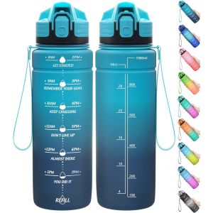 Eryi-Gourde Enfant, 500ml/700ml/1l/1,5l/2l, Sport Gourde, Bouteille D'eau Reutilisable Étanches Sans Bpa Plastique Avec Marqueur De Temps Pour Running, Randonnée, Camping - Neuf