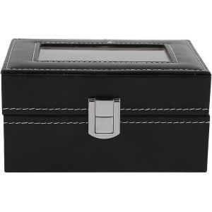 Boîte De Boîtier De Montre,3 Fentes En Cuir Pu Noir Classique Montre Bijoux Affichage Rangement Organisateur Boîte - Neuf