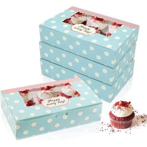 Letnerny-12 Pièces Boîtes À Gâteaux En Carton, Boîtes À Biscuits, Boîtes À Gâteaux, Facile À Util R, Avec Fenêtre Transparente, Pour Pâtisseries, Cupcakes, Petits Gâteaux Et Biscuits (21,5x13,5x5cm) - Neuf