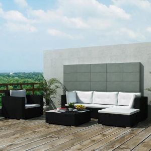 Prolenta Premium - Salon De Jardin 6 Pcs Avec Coussins Résine Tressée Noir - Neuf