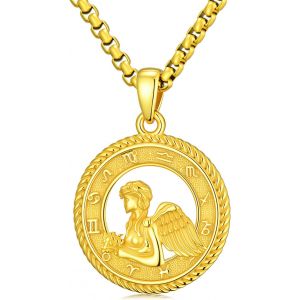 Collier Avec Pendentif 12 Signes Du Zodiaque Horoscope Pour Hommes Et Femmes Oxyd&eacute;/Or Pendentif Constellations Astrologie Collier Cadeau D'anniversaire Unisexe Avec Cha&icirc;ne En Acier Inoxydable - Neuf