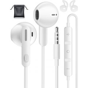 KALANKA-Ecouteurs Filaire, 3.5mm Intra &eacute;couteurs avec Microphone HD pour Samsung, Anti-Bruit Casque, Deep Bass &eacute;couteur Jack 3,5mm pour iPhone, Samsung, Huawei, Sony, Xiaomi, Oppo, Ordinateur - Neuf