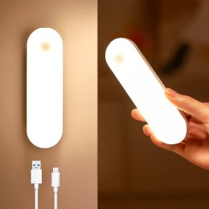 Veilleuse Led Automatique,Rechargeable Led Lampe Detecteur De Mouvement Interieur,10 Brightness Veilleuse Enfant,Portable Detecteur De Mouvement Aimanté,Sans Fil,Convient À Armoire,Cuisine,Couloir - Neuf