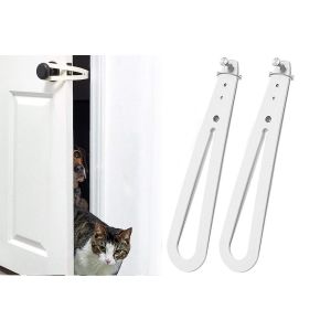 Lot De 2 Loquets De Porte Pour Chat R&eacute;glables, Pour La S&eacute;curit&eacute; Et Le Contr&ocirc;le D'acc&egrave;s Des Animaux. - Neuf
