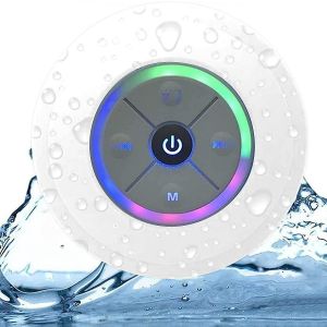 Enceinte de douche Bluetooth LED arc-en-ciel avec radio FM et ventouse puissante, &eacute;tanche IPX5, portable. - Neuf