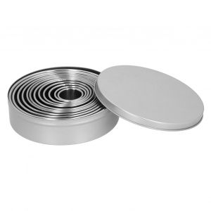 Lot de 12 matrices de decoupe rondes en acier inoxydable pour pate a modeler - Neuf
