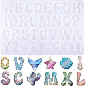 Moule En Silicone En Forme De Lettres De L'alphabet A-Z - Moule En Silicone - Moule En R&eacute;sine &Eacute;poxy - Mini Moule En R&eacute;sine &Eacute;poxy - Pour Bricolage, Bijoux, D&eacute;coration De Maison, D&eacute;coration - Neuf